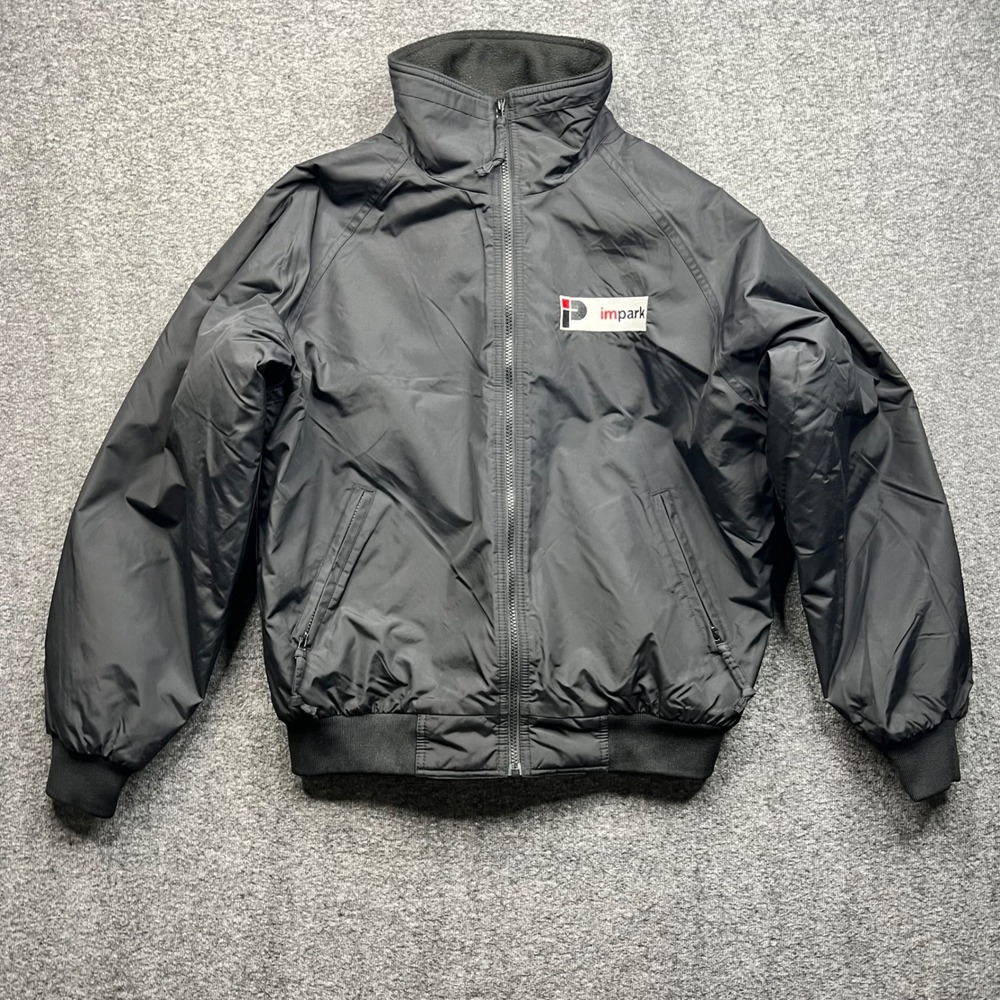 Port Authority Jacket Mens Medium Black Employee Logo Fleece Lined Bomber Jacket
